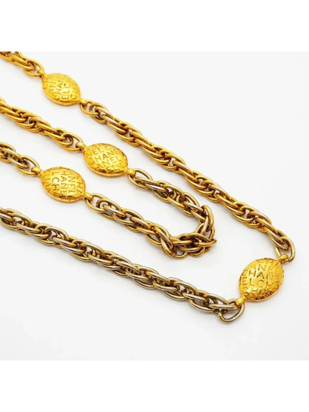 Chanel Necklace Vintage Logo Gold Plated